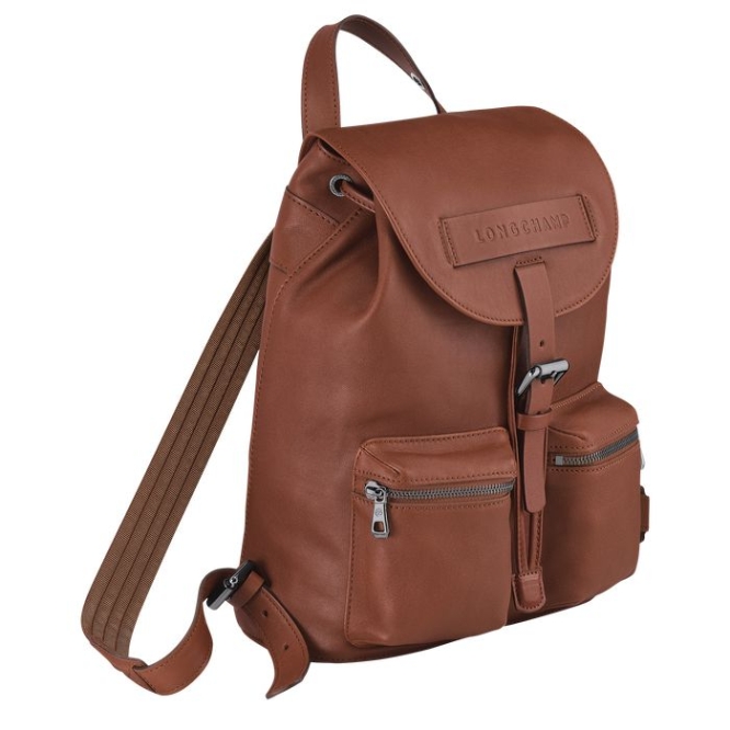 Men's Longchamp 3D S Backpacks Brown | 94LQRDCTU