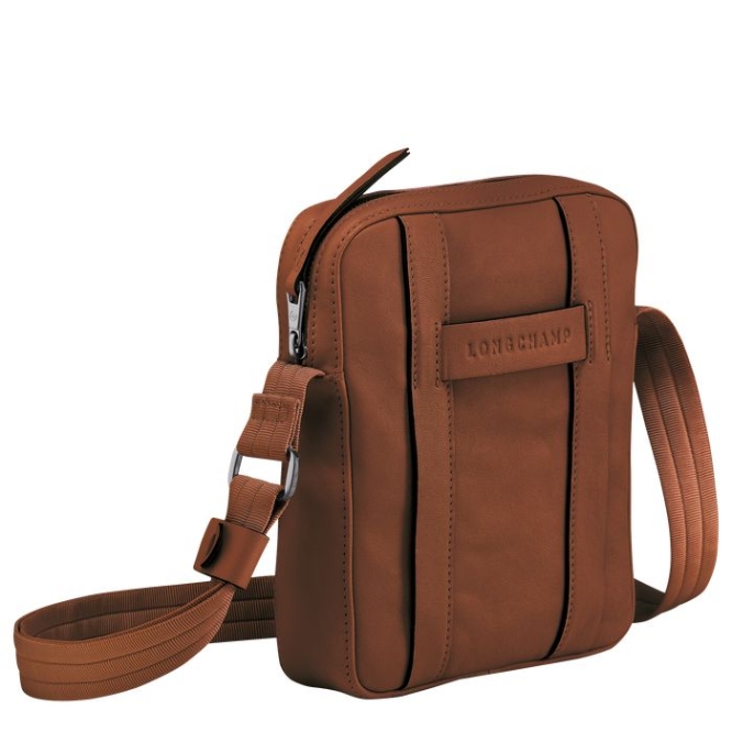 Men's Longchamp 3D S Crossbody Bags Brown | 74QMVYFWP