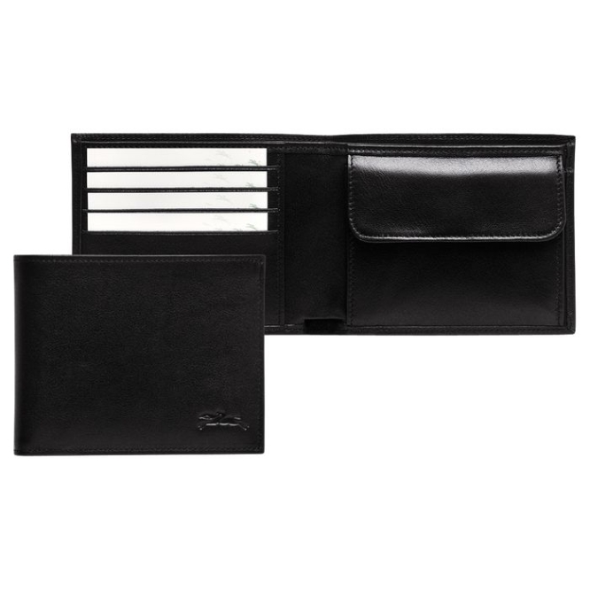 Men\'s Longchamp Baxi Wallets Black | 56QFMLPXS