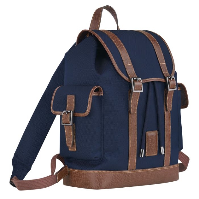 Men's Longchamp Boxford Backpacks Navy | 72MKOINPF