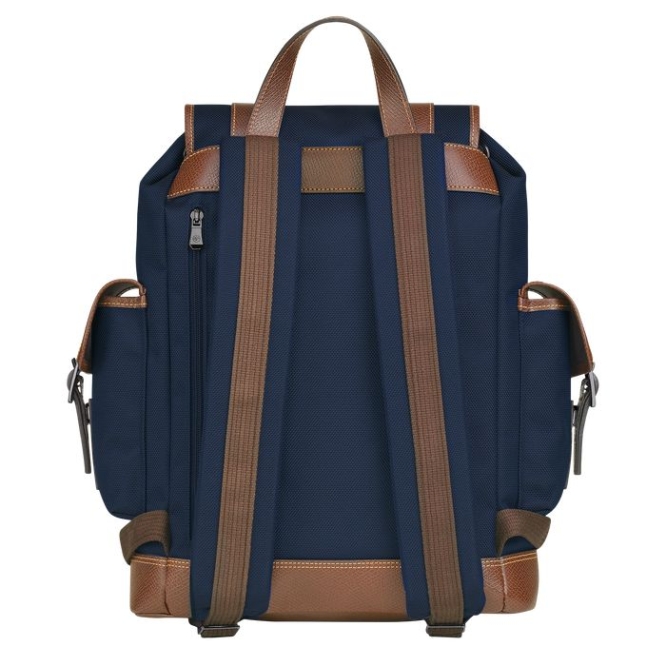 Men's Longchamp Boxford Backpacks Navy | 72MKOINPF