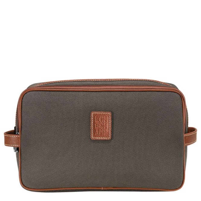 Men\'s Longchamp Boxford Toiletry Bags Brown | 36RDMVTZL