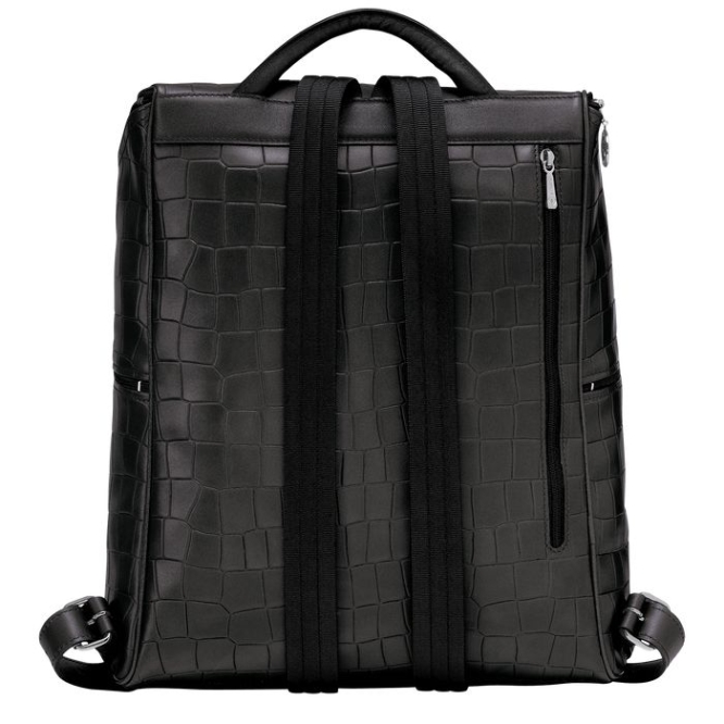 Men's Longchamp Croco Block Backpacks Black | 21ZSFHPJR