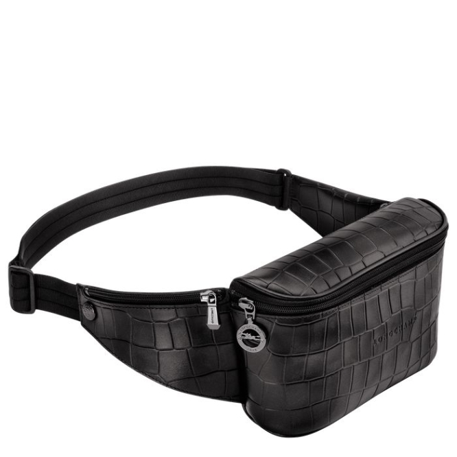 Men's Longchamp Croco Block Belt Bags Black | 29JHQGRBX