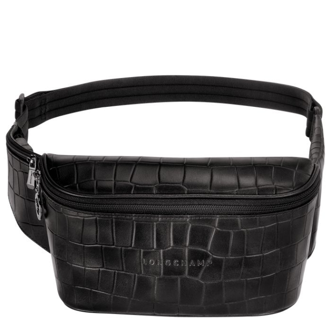 Men\'s Longchamp Croco Block Belt Bags Black | 29JHQGRBX