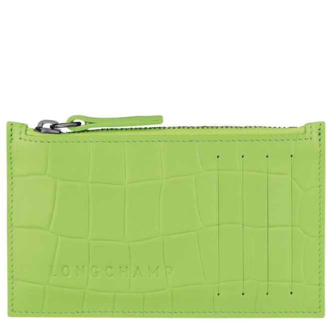 Men\'s Longchamp Croco Block Cardholders & Coin Purses Green | 72XAGORKS