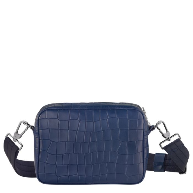 Men's Longchamp Croco Block Crossbody Bags Navy | 19MKEIFYP