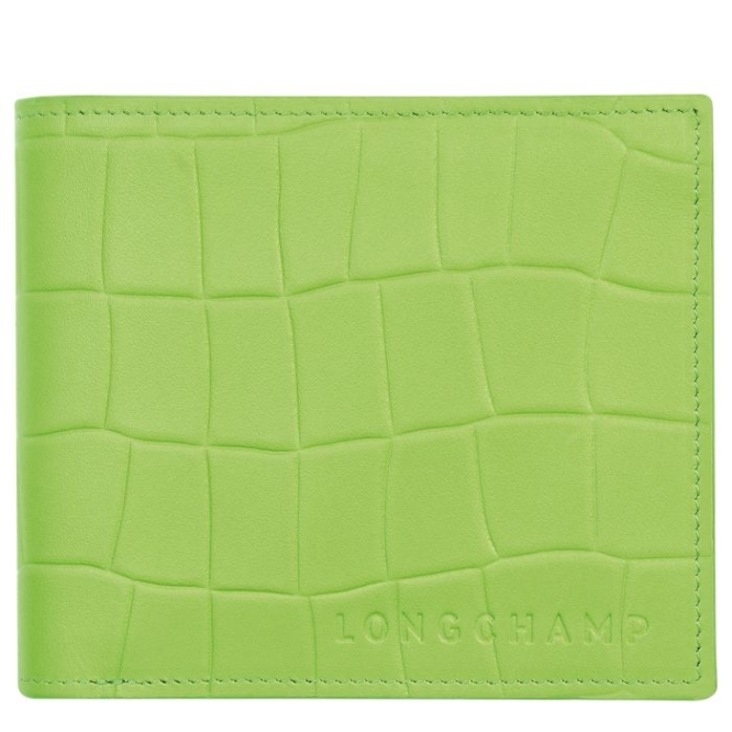 Men\'s Longchamp Croco Block Wallets Green | 86UQHYFKO