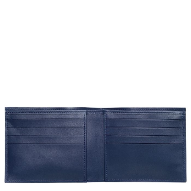 Men\'s Longchamp Croco Block Wallets Navy | 35BXNHWQO