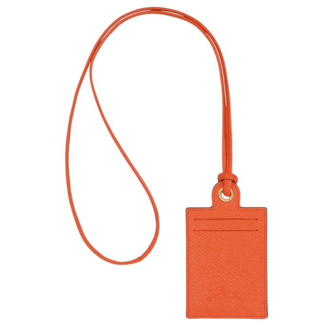 Men's Longchamp Cuir De Russie Cardholders & Coin Purses Orange | 45GMFECLN