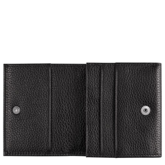 Men's Longchamp Le Foulonné Cardholders & Coin Purses Black | 39KYFJEGU