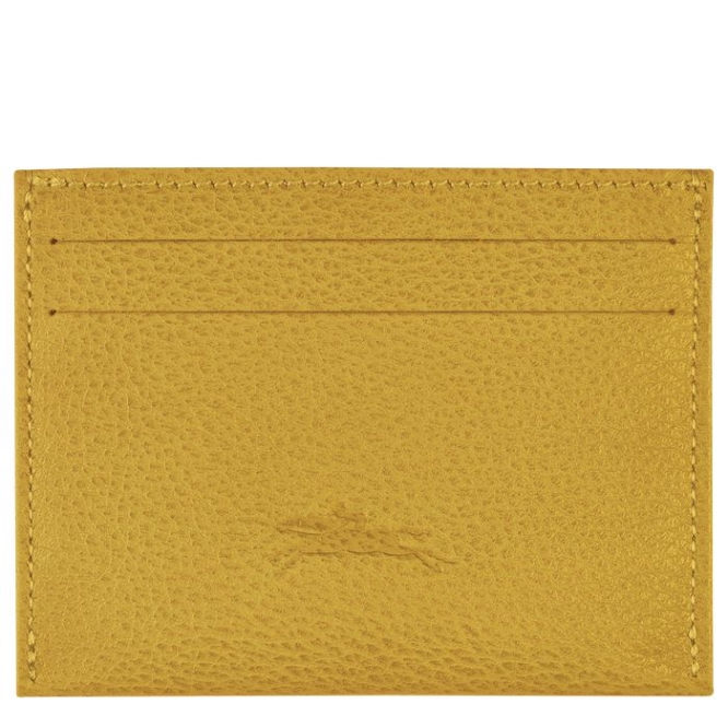 Men's Longchamp Le Foulonné Cardholders & Coin Purses Yellow | 48UJRTDMH