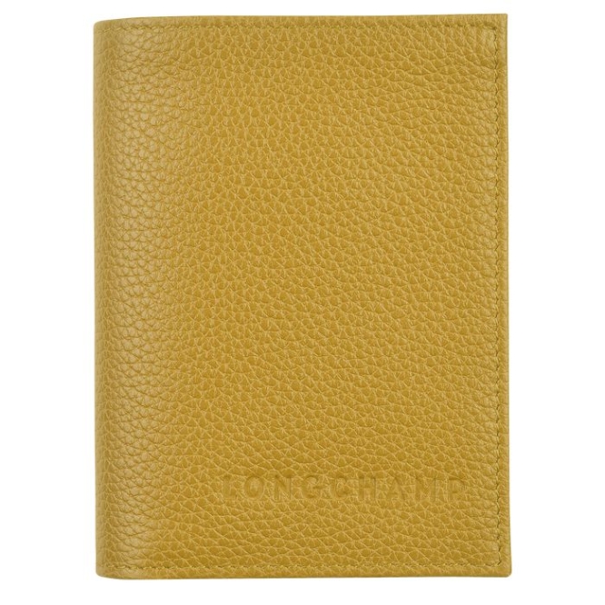 Men\'s Longchamp Le Foulonné Cardholders & Coin Purses Yellow | 78WFGXHAR