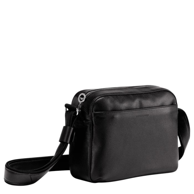 Men's Longchamp Le Foulonné Crossbody Bags Black | 49DMGAWFQ