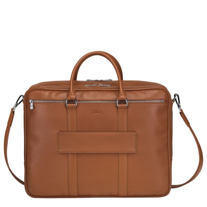 Men's Longchamp Le Foulonné L Document Holders Brown | 65BAFTJUZ