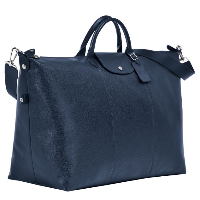 Men's Longchamp Le Foulonné L Travel Bags Navy | 72DLPRJIQ