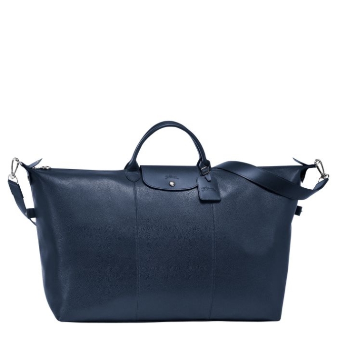 Men\'s Longchamp Le Foulonné L Travel Bags Navy | 72DLPRJIQ