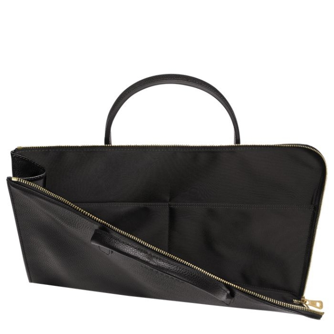 Men's Longchamp Le Foulonné S Document Holders Black | 37TMLAZFY