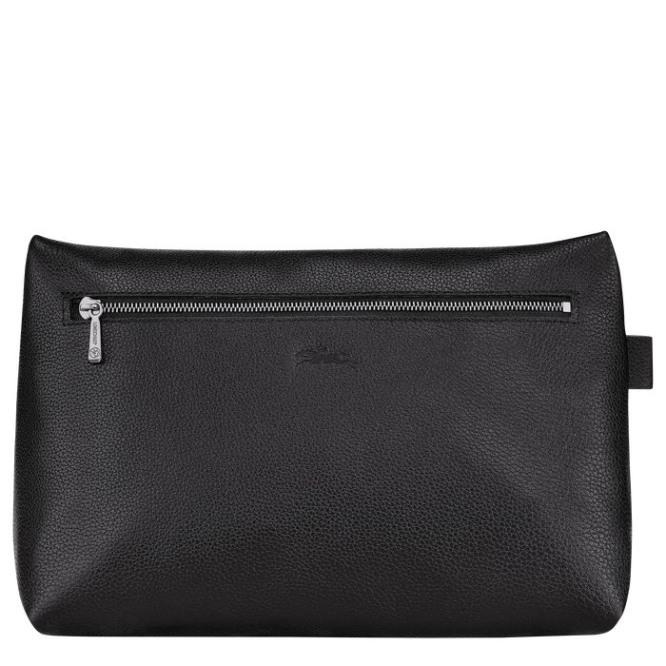 Men's Longchamp Le Foulonné Toiletry Bags Black | 36MYFEGVC