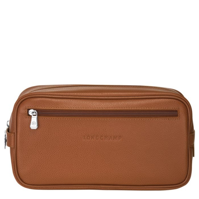 Men\'s Longchamp Le Foulonné Toiletry Bags Brown | 58BSAQXDT