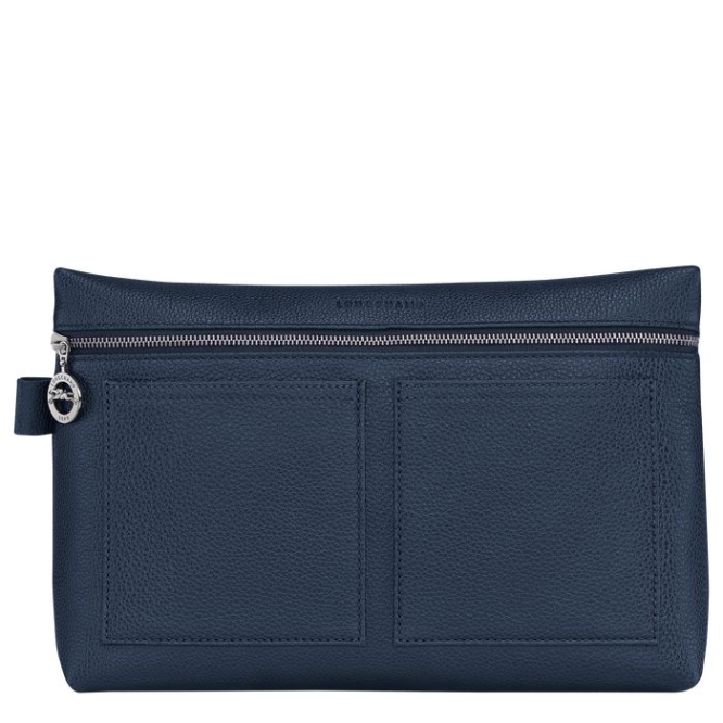 Men\'s Longchamp Le Foulonné Toiletry Bags Navy | 71WAGBIVR