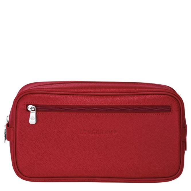 Men\'s Longchamp Le Foulonné Toiletry Bags Red | 89IDUBAZF