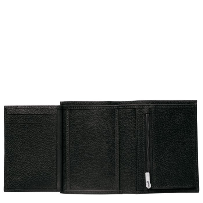 Men's Longchamp Le Foulonné Wallets Black | 28CZSFYVM