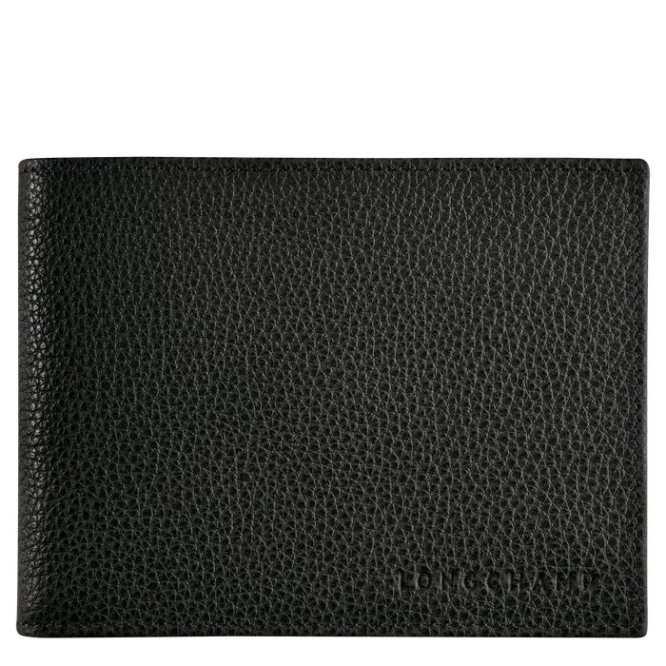 Men\'s Longchamp Le Foulonné Wallets Black | 95QHZBJSA