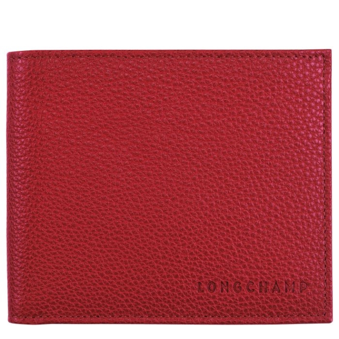 Men\'s Longchamp Le Foulonné Wallets Red | 30ZBVHGEP