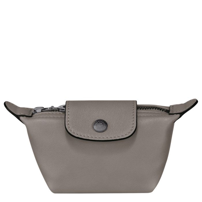 Men\'s Longchamp Le Pliage Cuir Cardholders & Coin Purses Grey | 03ODUJMAZ