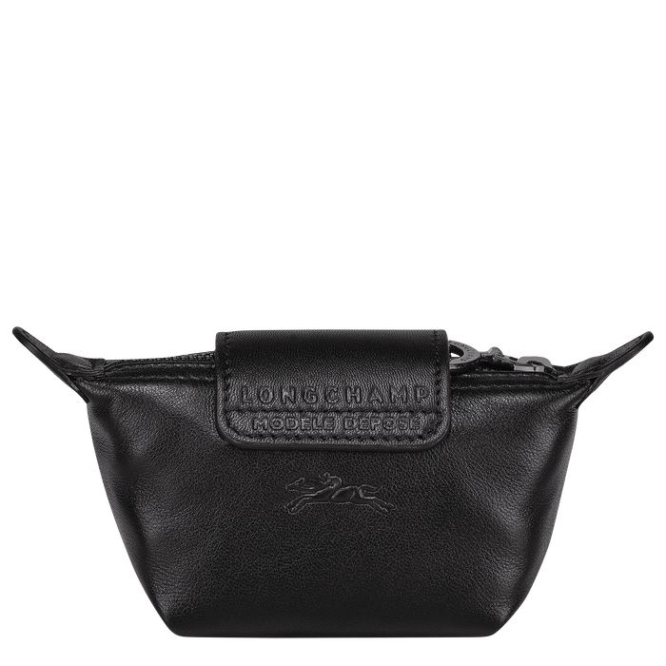 Men's Longchamp Le Pliage Cuir Cardholders & Coin Purses Black | 05UGPMDWS