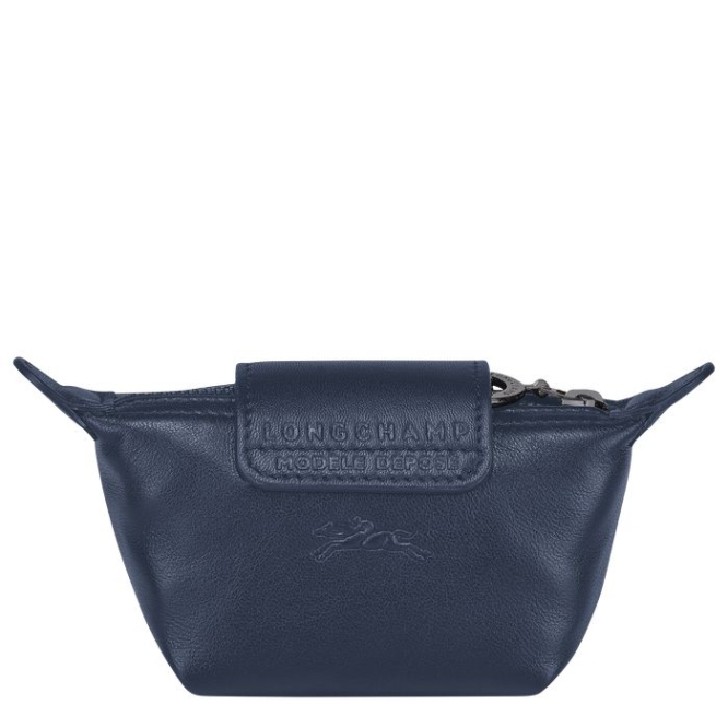 Men\'s Longchamp Le Pliage Cuir Cardholders & Coin Purses Navy | 19PNYSKCE