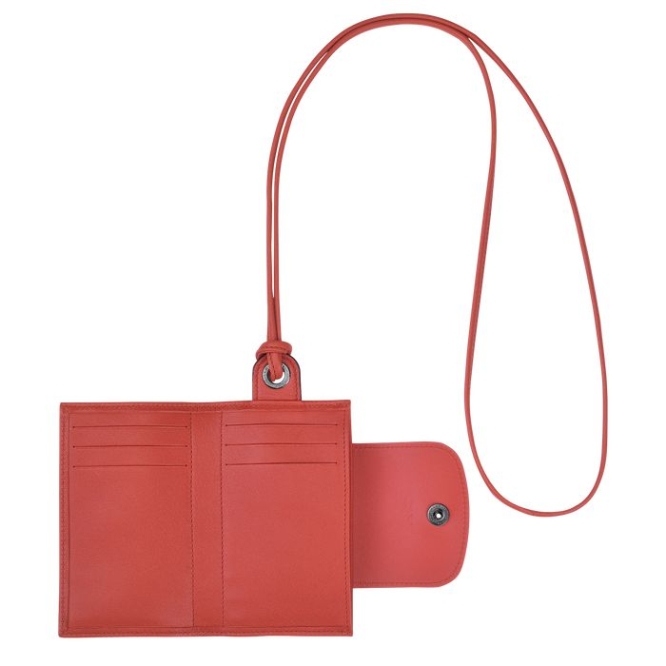 Men's Longchamp Le Pliage Cuir Cardholders & Coin Purses Red | 28APOJCXN