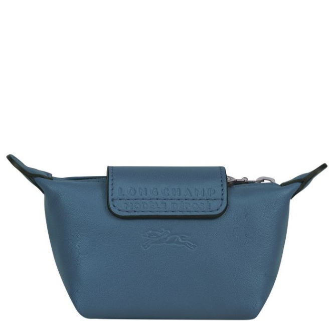 Men's Longchamp Le Pliage Cuir Cardholders & Coin Purses Blue | 73HLCRMXZ