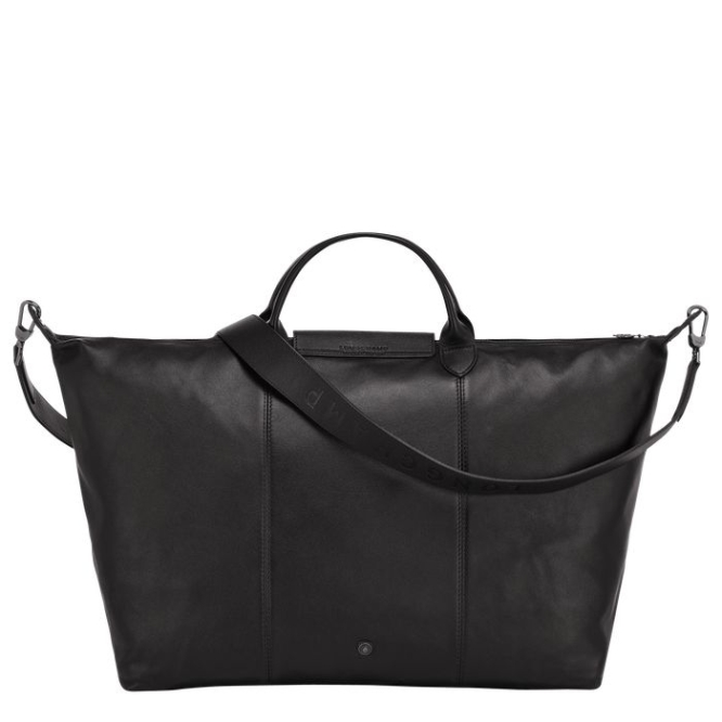 Men's Longchamp Le Pliage Cuir L Travel Bags Black | 09BUWMTYA