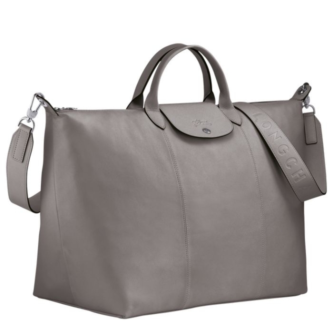 Men's Longchamp Le Pliage Cuir L Travel Bags Grey | 16YUGTDHZ