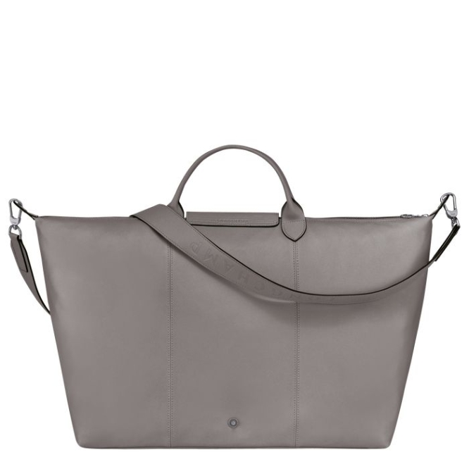 Men's Longchamp Le Pliage Cuir L Travel Bags Grey | 16YUGTDHZ