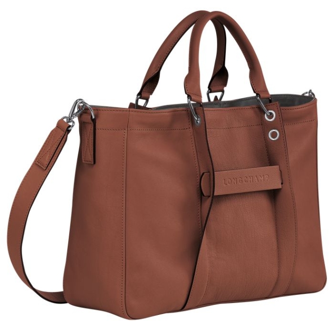 Women's Longchamp 3D M Top-handle Bags Brown | 59EWQLVNR