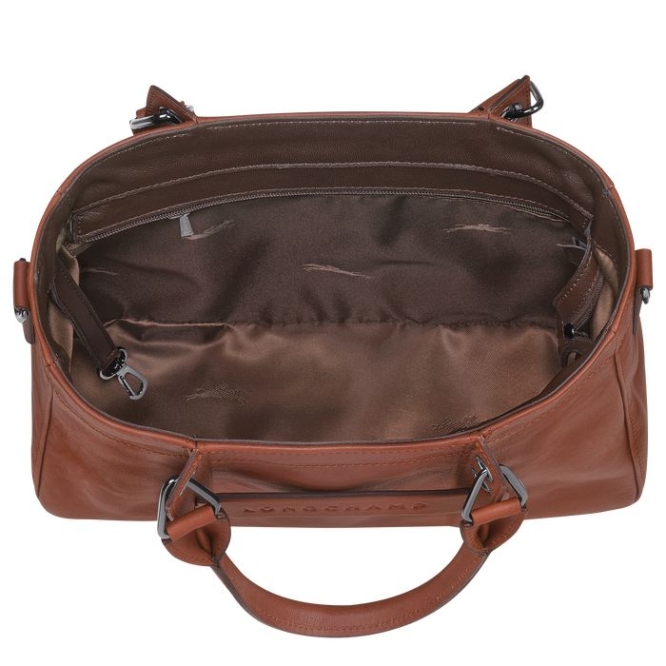 Women's Longchamp 3D S Top-handle Bags Brown | 68ZRPLMGK