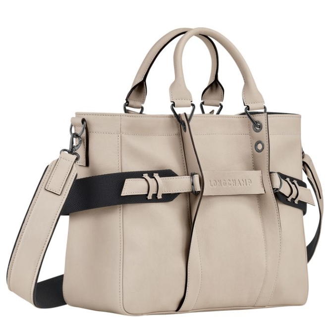 Women's Longchamp 3D Sangle M Top-handle Bags Beige | 54YDZPCQV