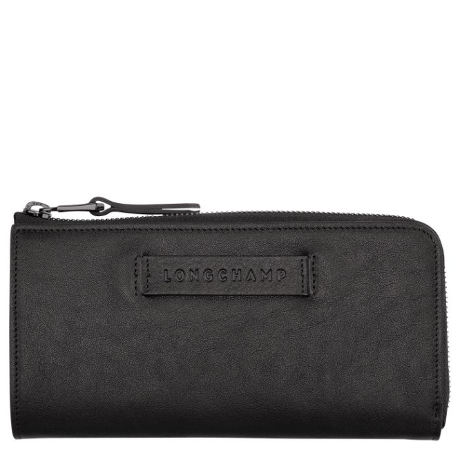 Women\'s Longchamp 3D Wallets Black | 65DMLJQEW