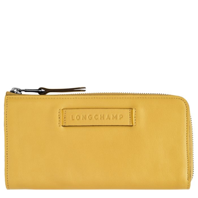 Women\'s Longchamp 3D Wallets Yellow | 12PKTSEZU