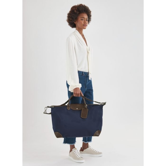 Women's Longchamp Boxford L Travel Bags Navy | 10THKCQSM