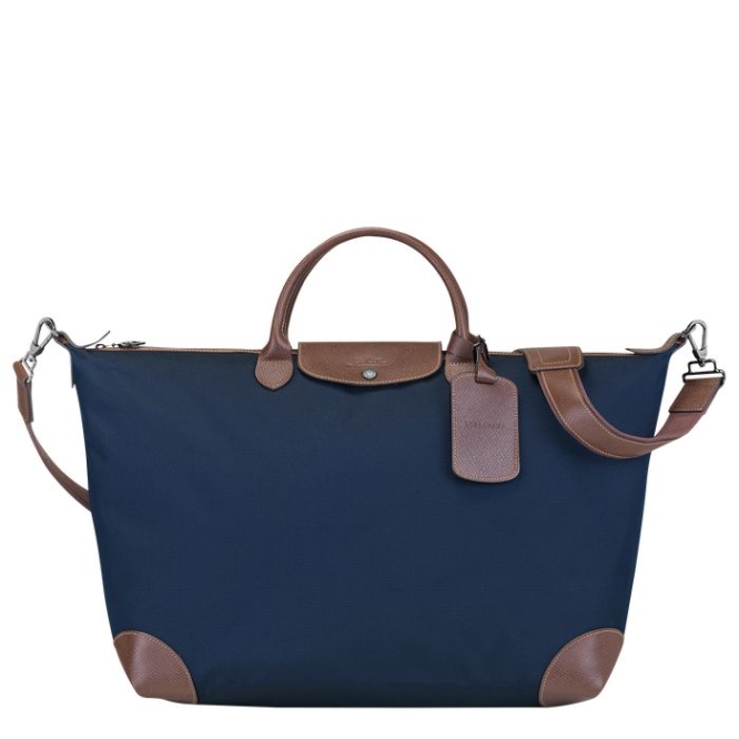 Women\'s Longchamp Boxford L Travel Bags Navy | 10THKCQSM