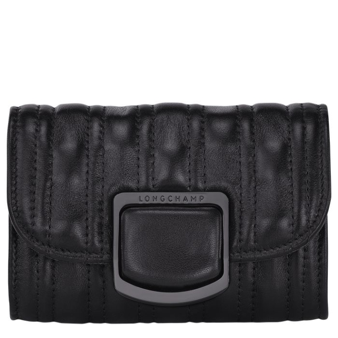 Women\'s Longchamp Brioche Cardholders & Coin Purses Black | 84TNJMIGR