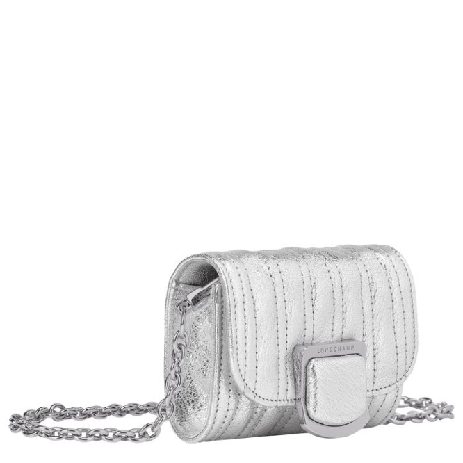 Women's Longchamp Brioche Métal Wallets On Chain Silver | 04DXBSMIJ