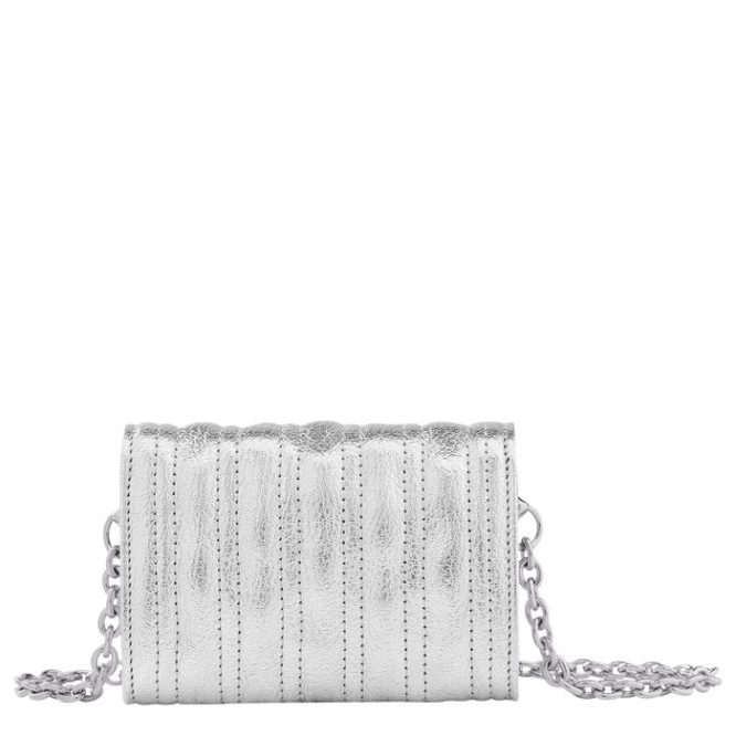 Women's Longchamp Brioche Métal Wallets On Chain Silver | 04DXBSMIJ