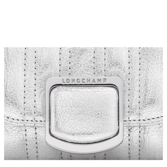 Women's Longchamp Brioche Métal Wallets On Chain Silver | 04DXBSMIJ