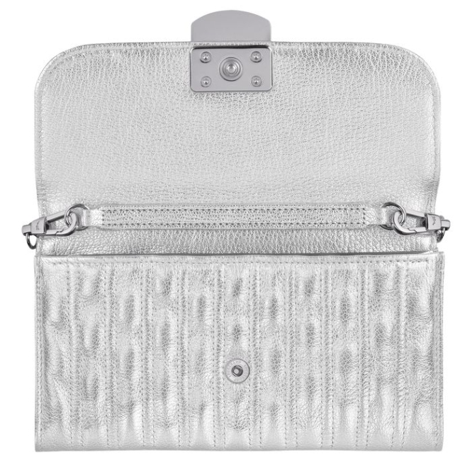 Women's Longchamp Brioche Métal Wallets Silver | 29PBOXDRG