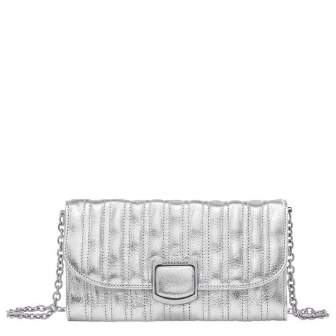 Women\'s Longchamp Brioche Métal Wallets Silver | 29PBOXDRG